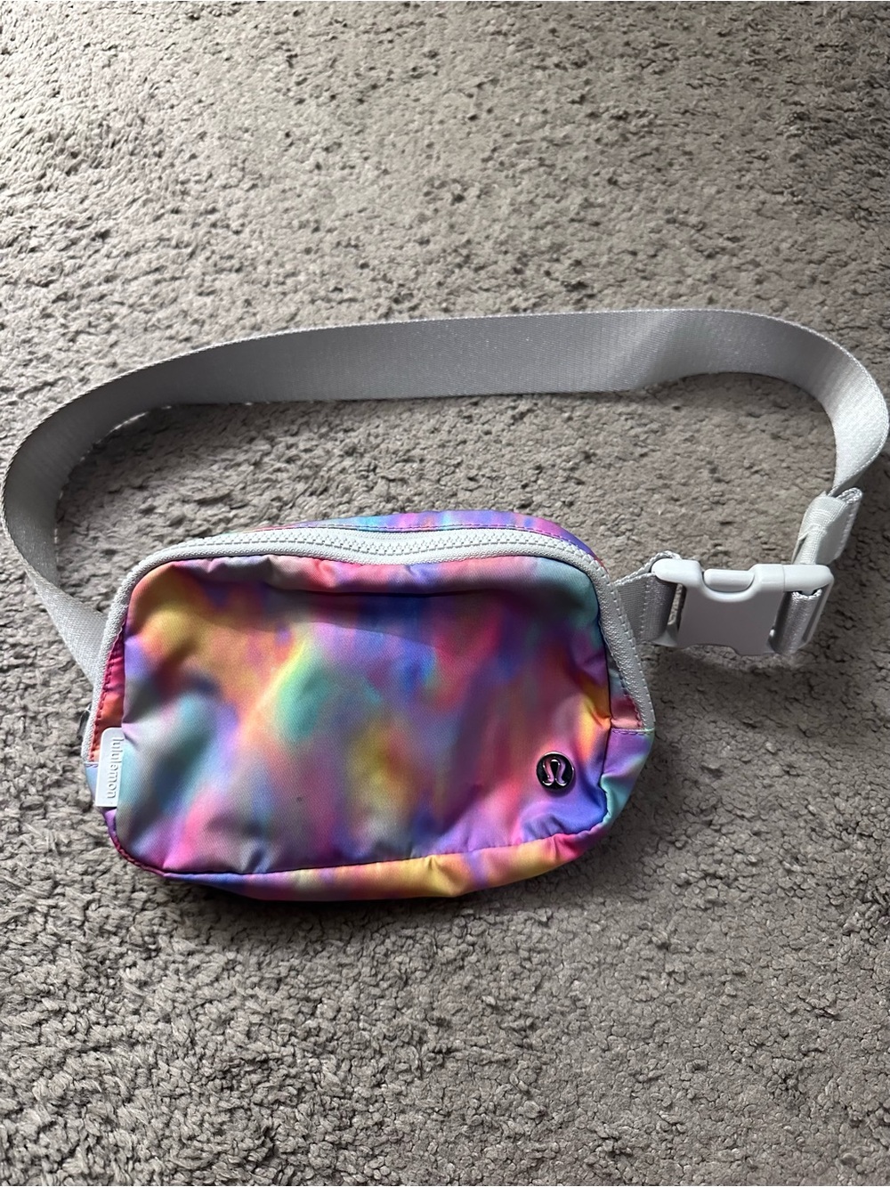 lululemon athletica Rainbow Tie-Dye Belt Bag with White Strap